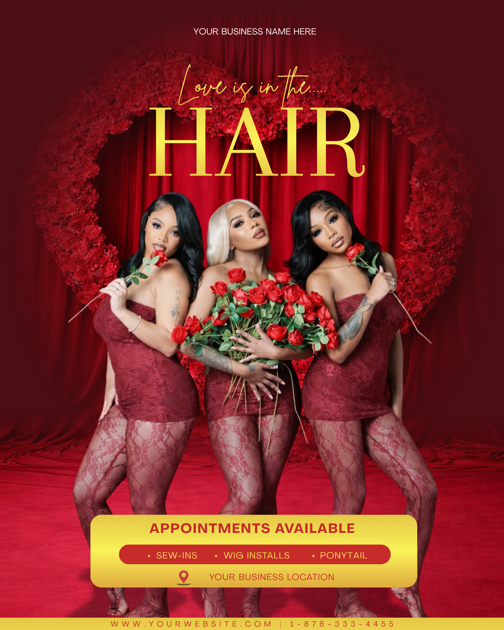 Digital Editable Canva Templates | Hair Love Affair Collection | February Booking Flyers (Hair Appointment) Flyer - Edition 1