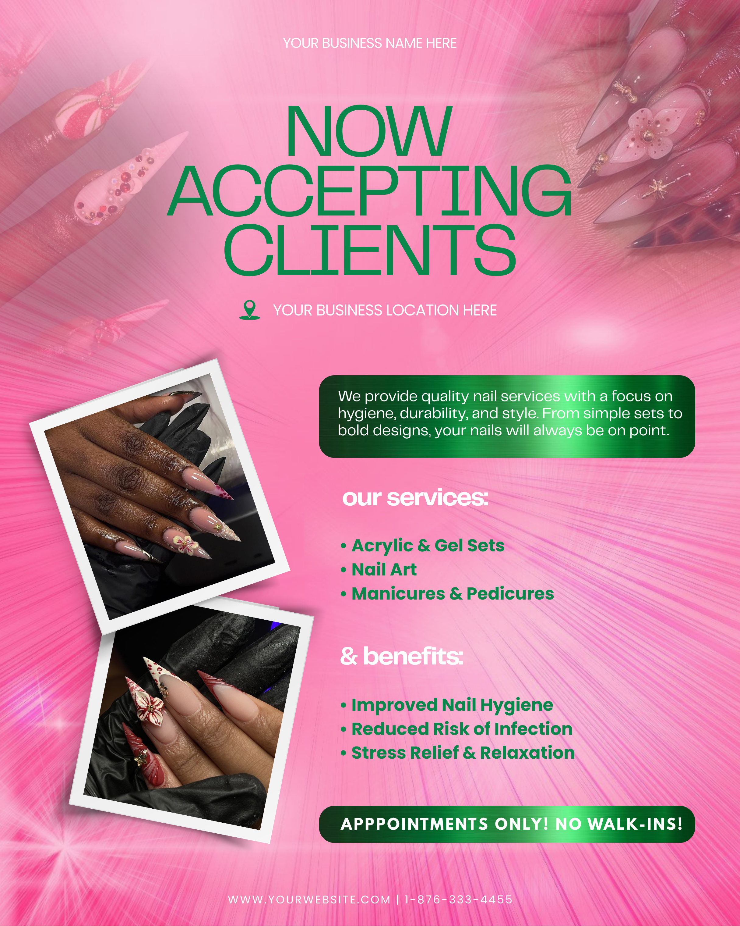 Digital Editable Canva Template | Accepting Clients (Nails Appointments)