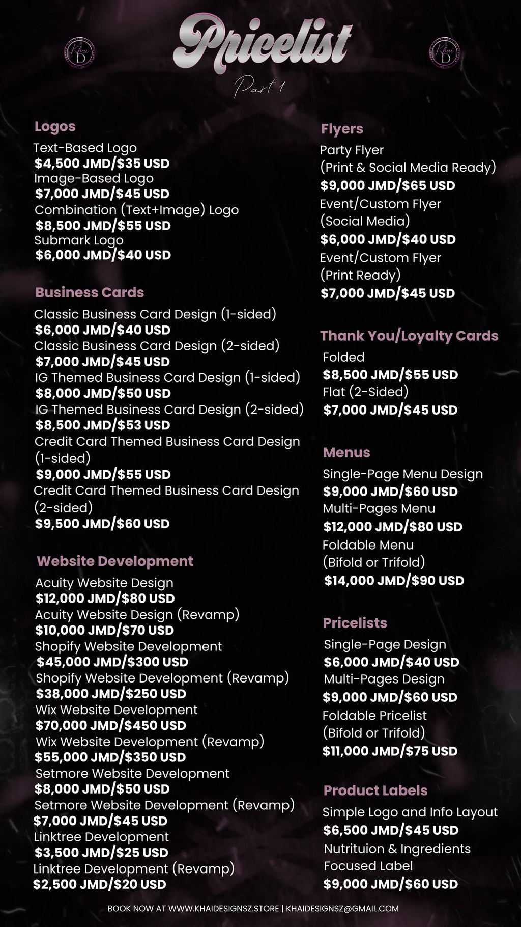 Price List Design