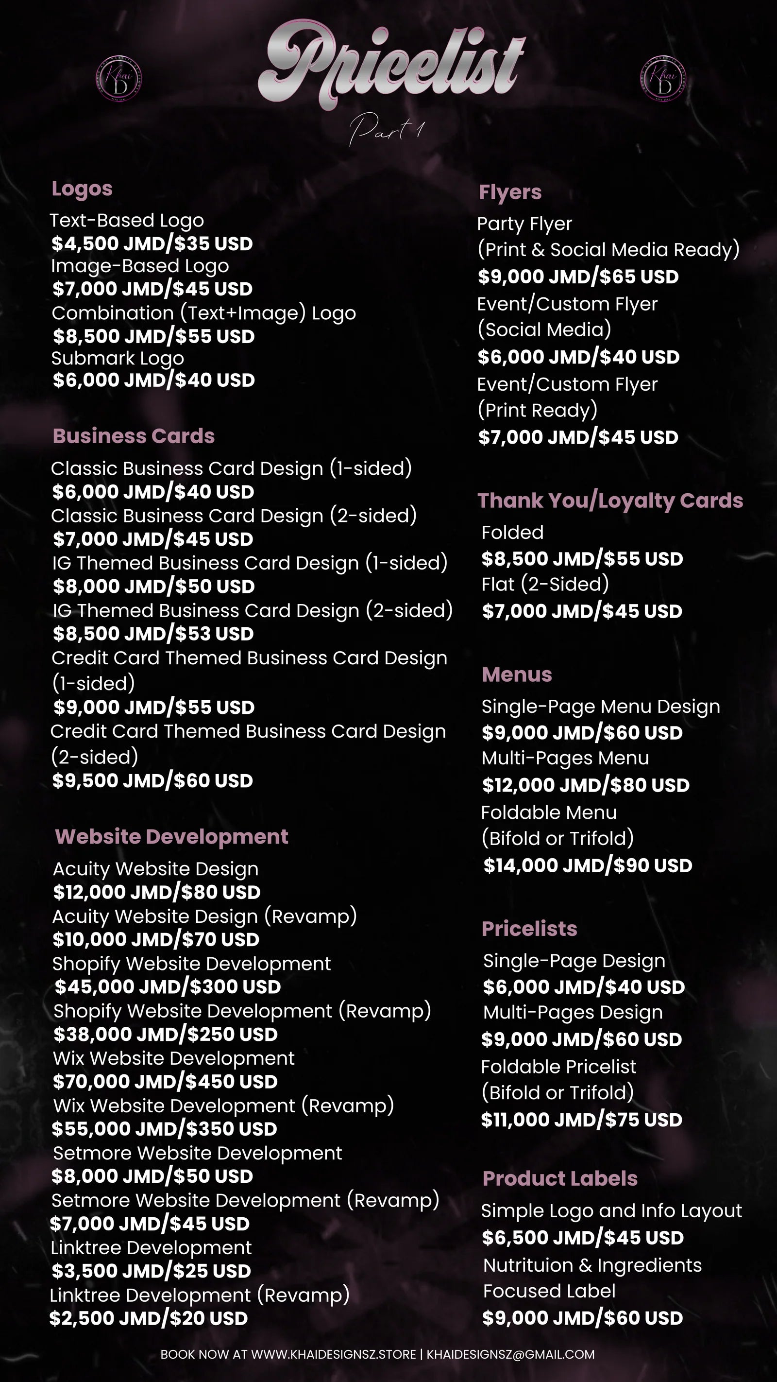 Price List Design