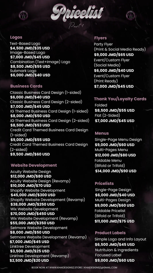 Price List Design
